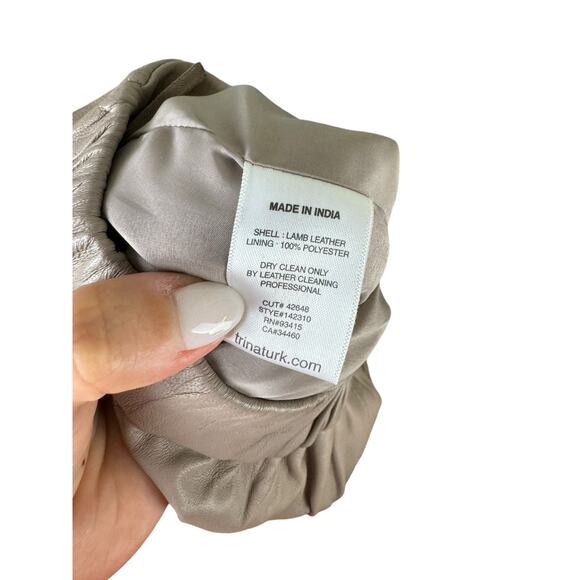 Trina Turk NWT Kristoph Taupe Brown Genuine Lamb Leather Pull On Dressy Shorts - Picture 13 of 13